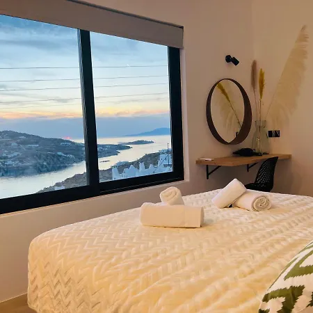 Yalos Mykonos 4 Bedroom Luxury House 5 Minute From Ornos W Sea & Sunset View בית נופש *