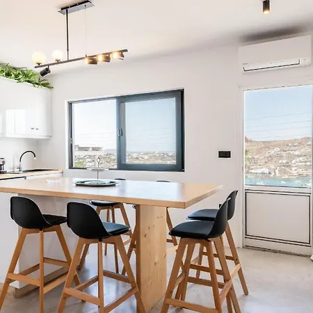 Yalos Mykonos 4 Bedroom Luxury House 5 Minute From Ornos W Sea & Sunset View