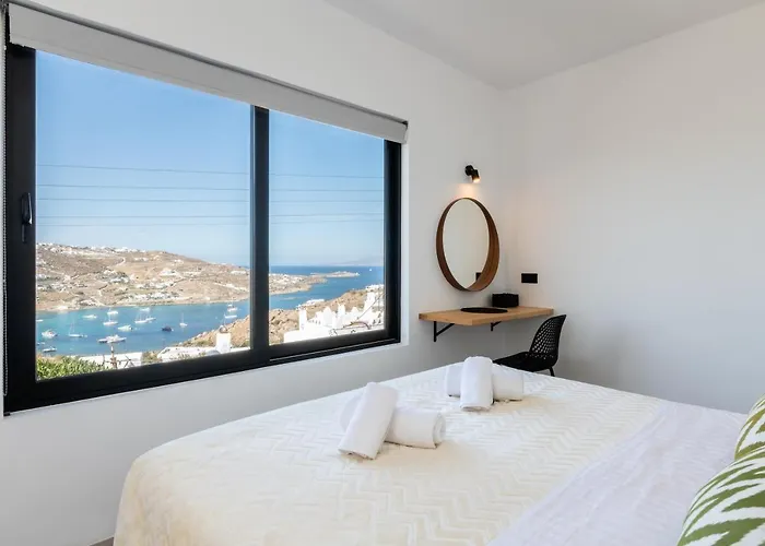 度假居 Yalos Mykonos 4 Bedroom Luxury House 5 Minute From Ornos W Sea & Sunset View