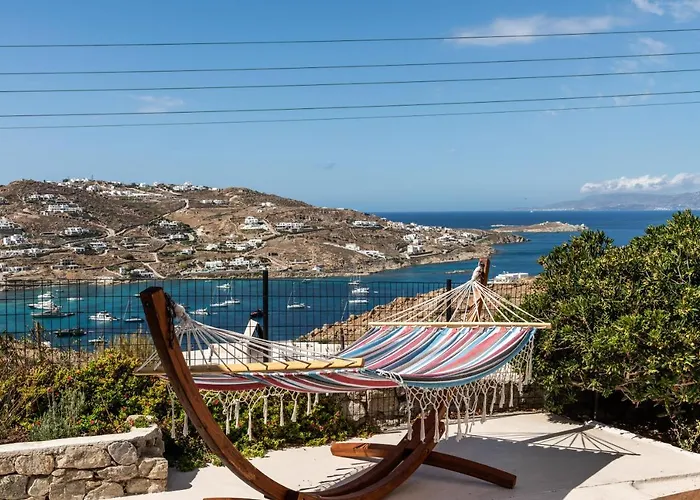 Yalos Mykonos 4 Bedroom Luxury House 5 Minute From Ornos W Sea & Sunset View 度假居 *