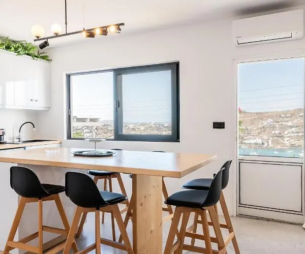 Yalos Mykonos 4 Bedroom Luxury House 5 Minute From Ornos W Sea & Sunset View