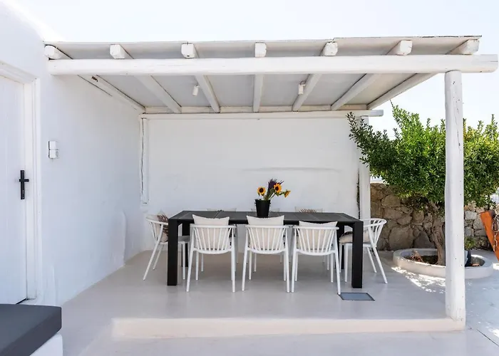Feriehus Yalos Mykonos 4 Bedroom Luxury House 5 Minute From Ornos W Sea & Sunset View *